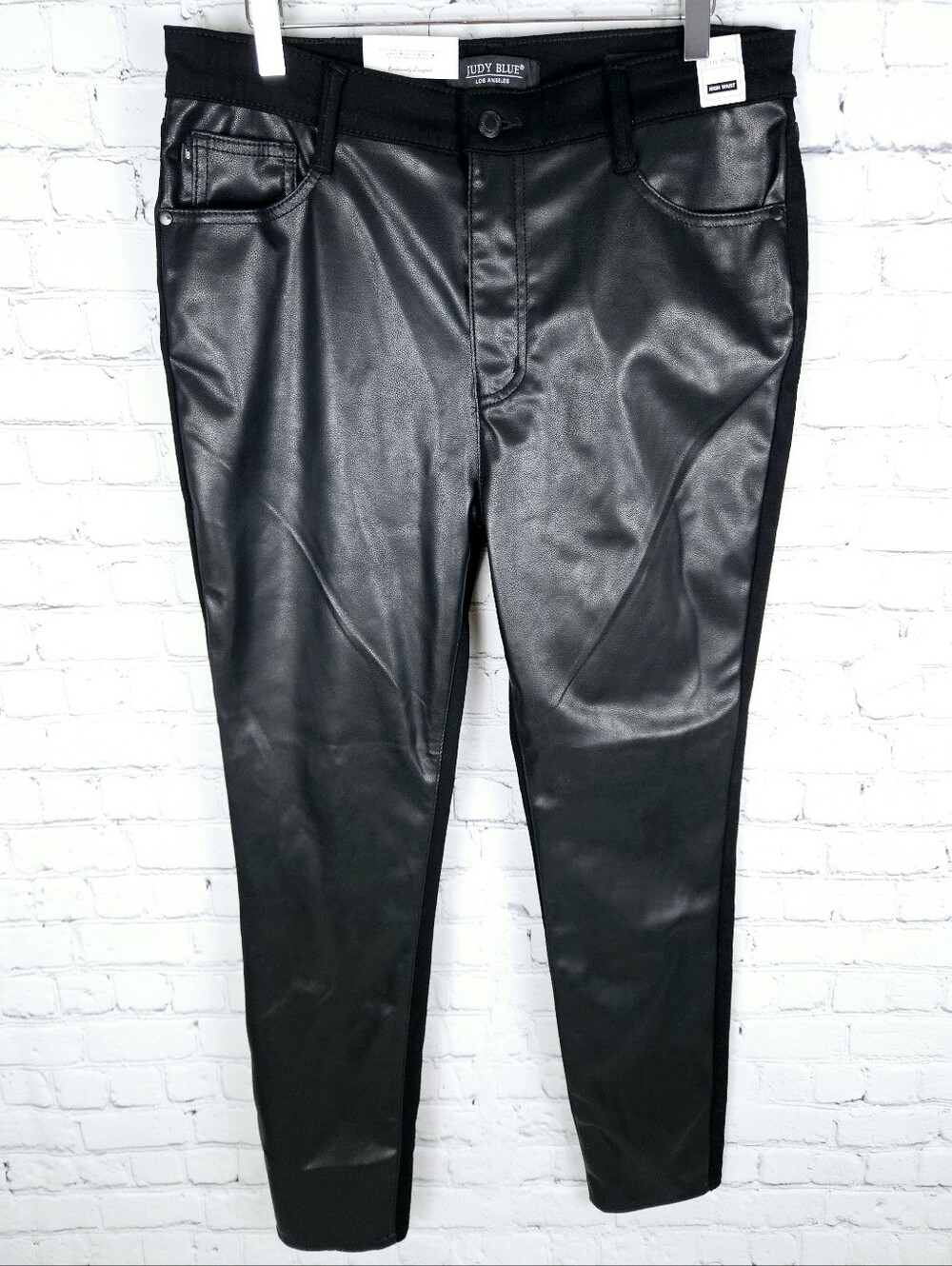 JUDY BLUE | #JB88810 faux leather skinny stretch high waist jeans
